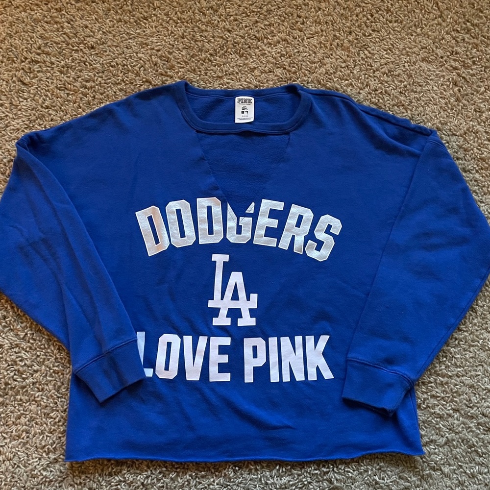 Pink Dodgers cutout sweater-Size S-Xcellent Cndn!!